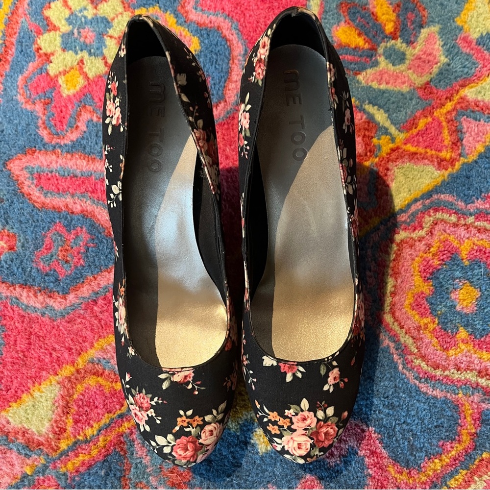 Black Floral Heels Me Too